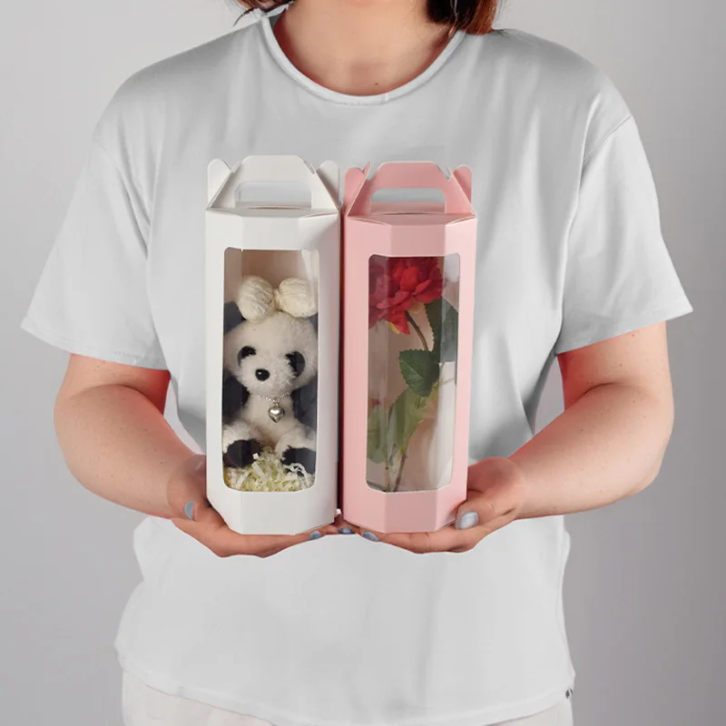10/20 Stück achteckige Geschenkboxen mit klarem Fenster für Hochzeitsblumen, Geschenke, Süßigkeiten-Verpackungsbox, Geburtstag, Valentinstag, Partyzubehör – Detail 12