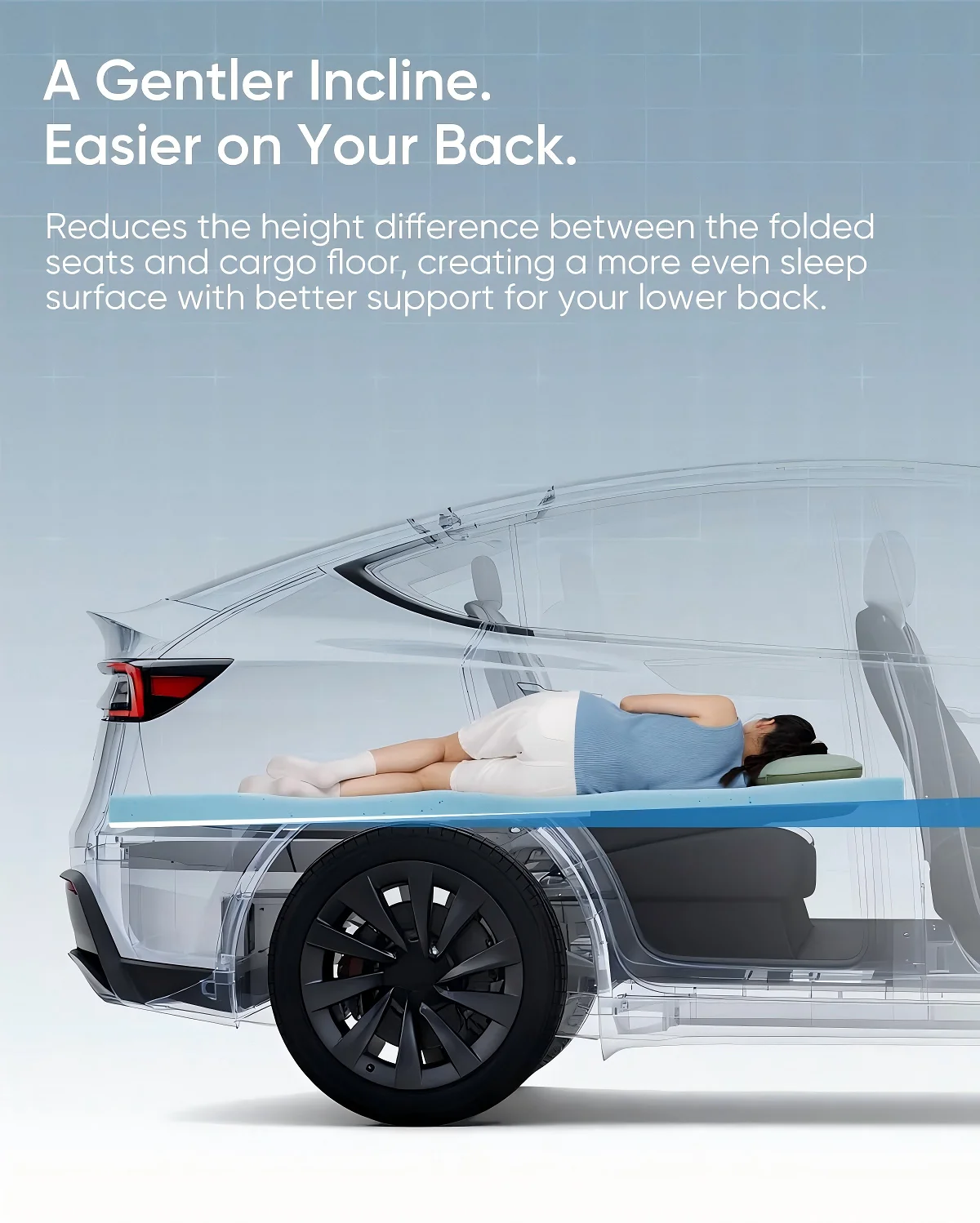 Car Camping Mattress for Tesla Model Y 2020-2024 & Juniper 2025-2026 Foldable Memory Foam Mattress Portable Split Sleeping Pad