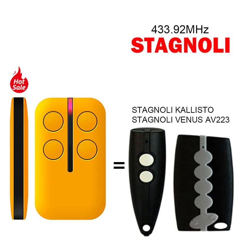 For STAGNOLI KALLISTO VENUS AV223 Garage Remote Control Electric Gate Garage Door Opener 433.92MHz Hand Transmitter