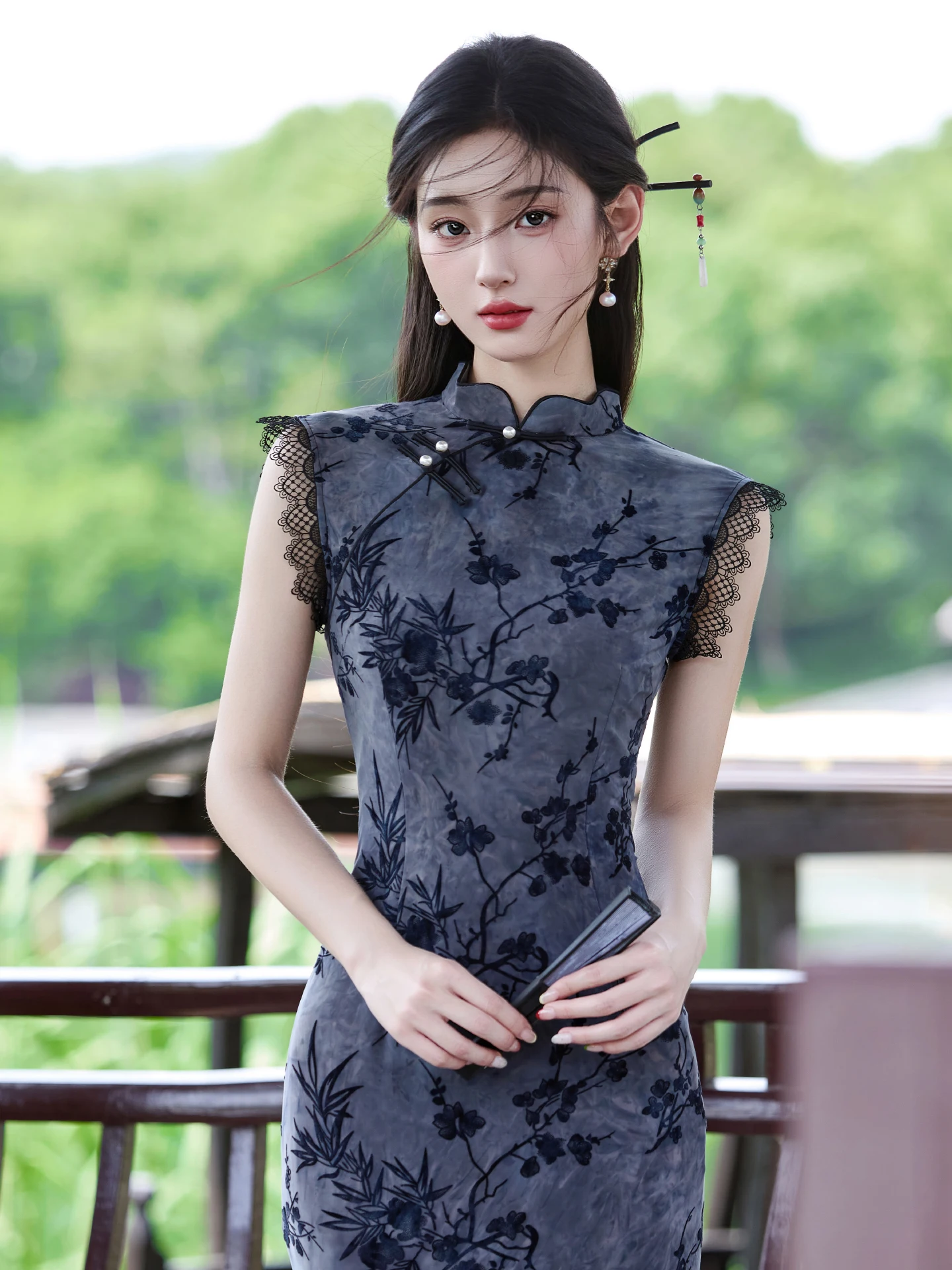 

Young Women's New Chinese Sle Reformed Qipao Dr Summer Slimming Daily Wear Low Slit ort Sve Long Qipao Gown