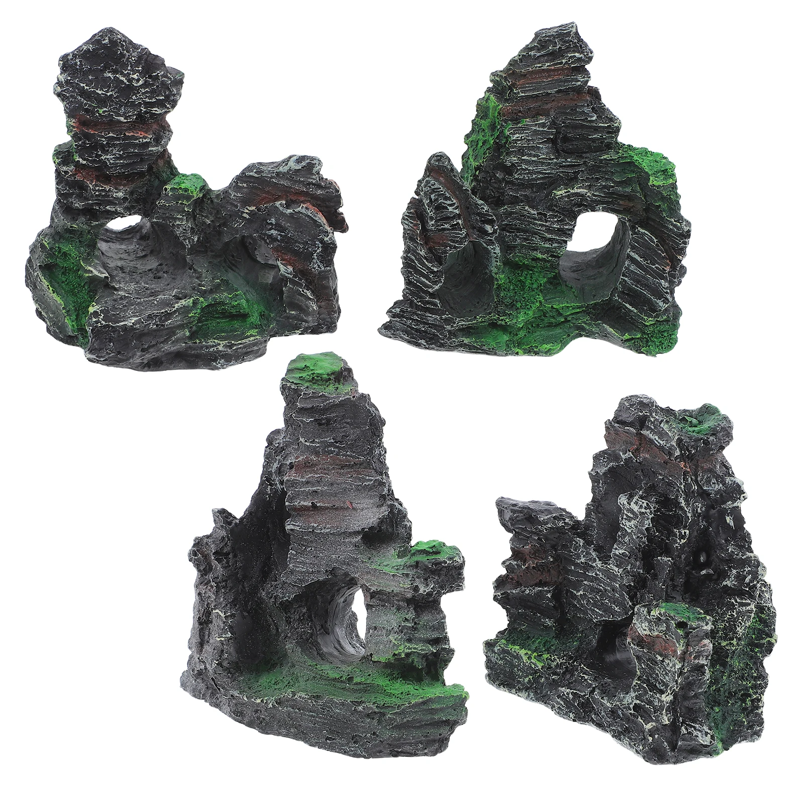 

4 Pcs Artificial Resin Rockeries Lightweight Aquarium Decorations Fish Tank Landscaping Home Ornament Miniature Models
