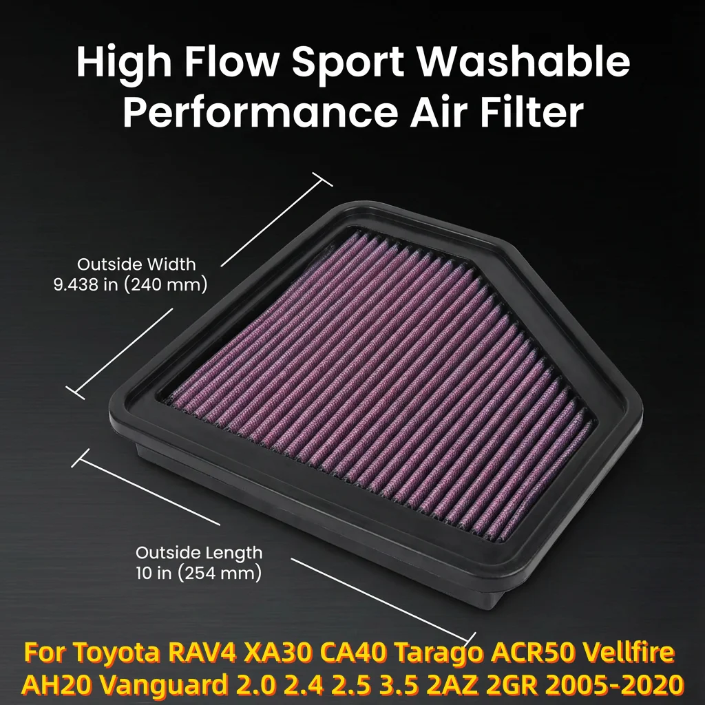 For Toyota RAV4 XA30 CA40 Tarago ACR50 Vellfire AH20 Vanguard 2.0 2.4 2.5 3.5 2AZ 2GR 2005-2020 High Flow Washable Air Filter