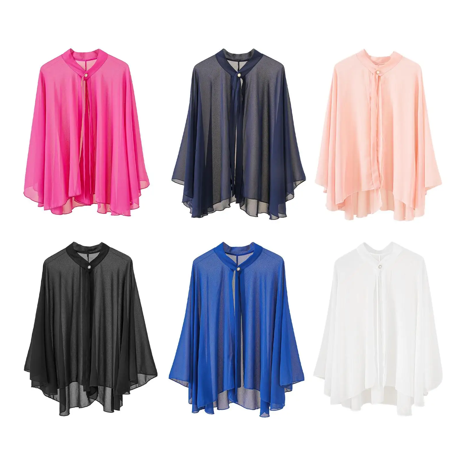 Women Chiffon Shawl Wrap Chiffon Cover up Top Chiffon Cape Chiffon Cardigan for Evening