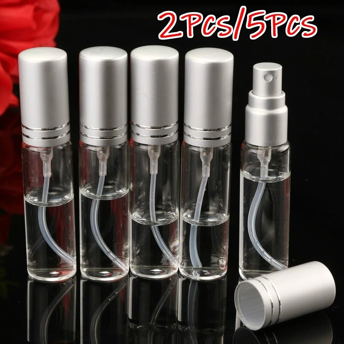 2Pcs 5Pcs 10ML Clear Spray Bottle Small Empty Glass Atomizer Perfume Bottles Mini Liquid Tonic Oil Cosmetic Container