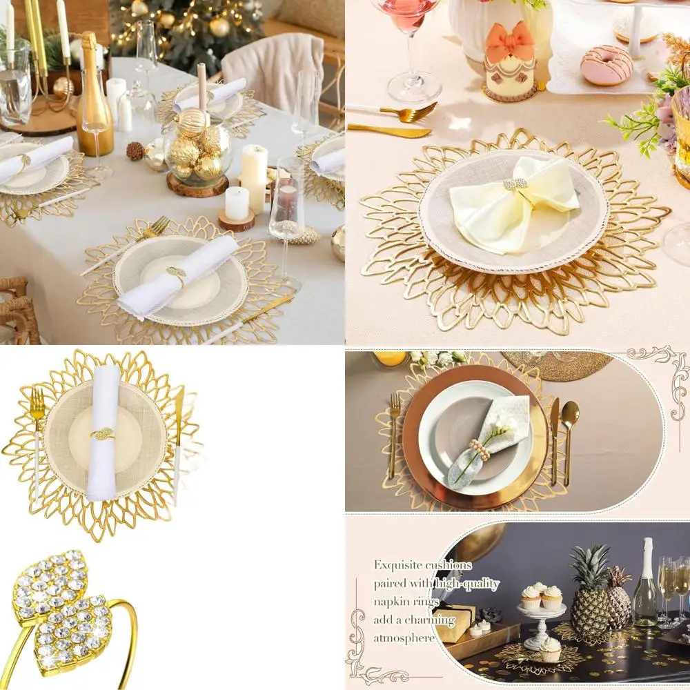 

100 предметов обеденные салфетки и кольца для салфеток с кольцами для салфеток в форме листа и металлические круглые салфетки для свадьбы, кухни, листового стола D