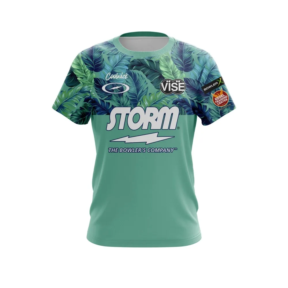 Summer Men Coolwick Storm Bowling Jersey Black Lightning Logo Short Sleeve Performance T-Shirt Pro Player Fan Casual Sports Tee