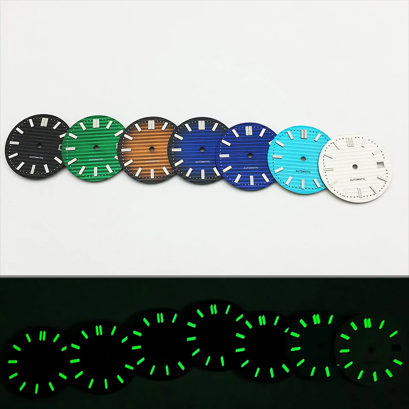 

29.8mm NH35 Watch Dial C3 Green Luminous Fits NH35 NH36 NH38 4R35 4R36 6R 7S Movement 41mm Nautilus Watch Case Faces Replace