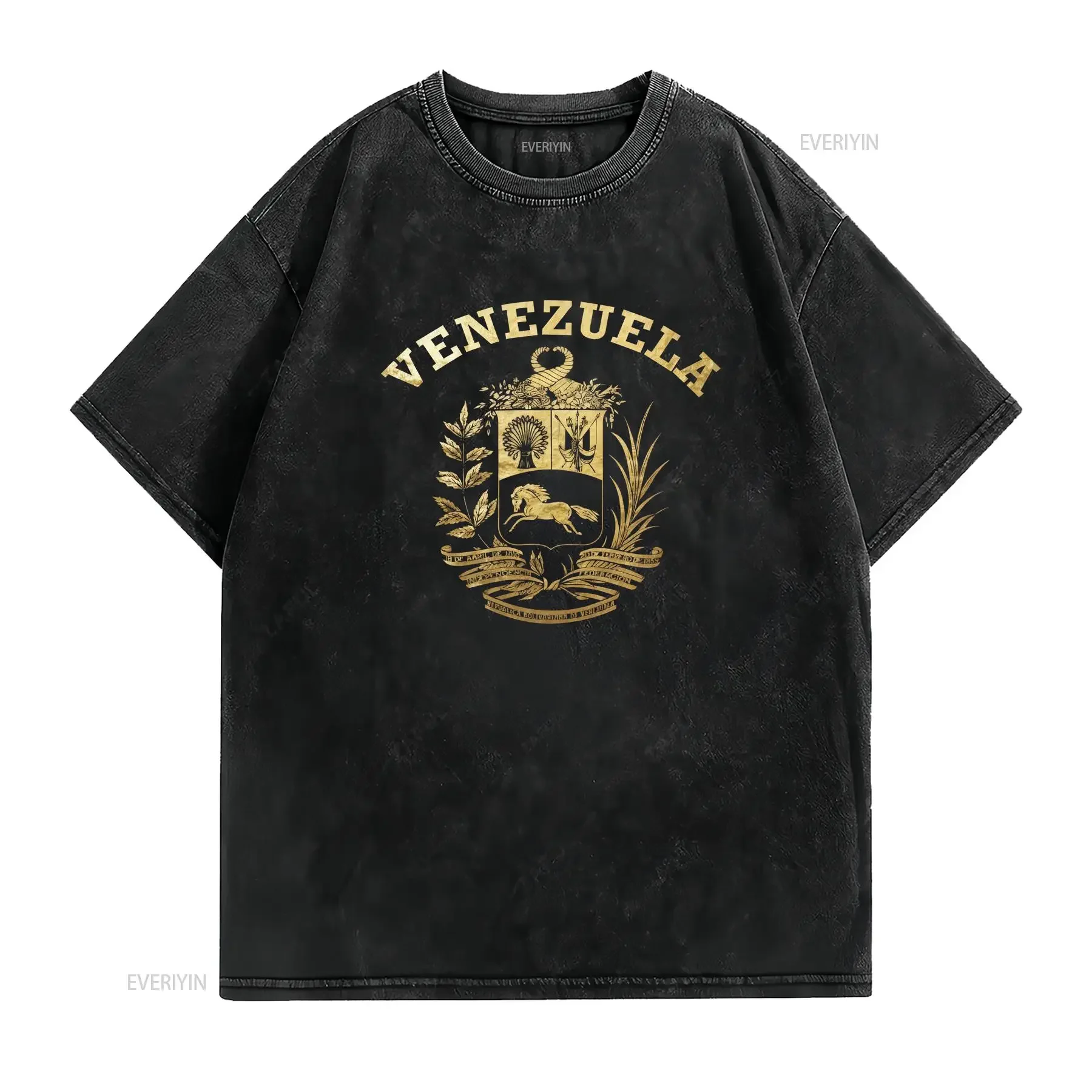 Venezuelan T Shirt Venezuela Coat of Arms Venezula Camisetas Venezolana Camisillas Con Escudo Venezolano  vintage Washed