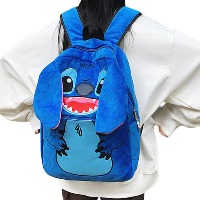 Disney Cartoon Stitch Fashion Backpack Cartoon Cute Plush School Bag Outdoor Creative Design High capacity  Backpack