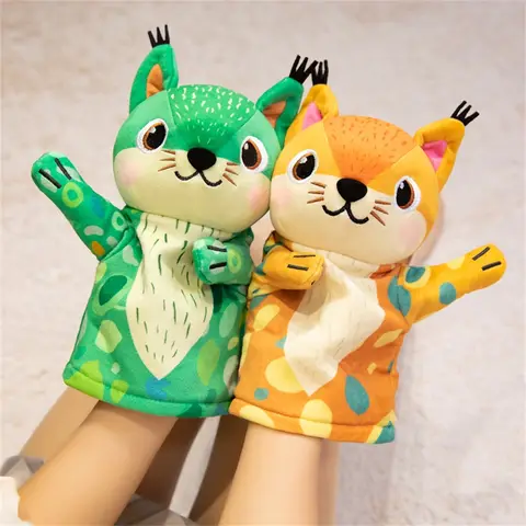 28CM Cute Squirrel Hand Puppet Toy Telling Story Educational Baby Toys Bedtime Story Props Cartoon Animals Toy Kid Birthday Gift
