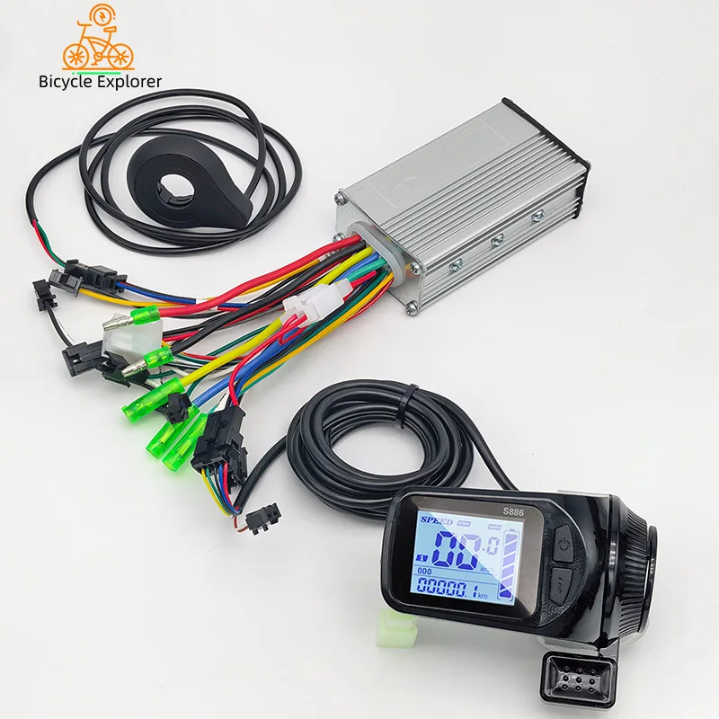 

250W 350W 15A E-bike 24V 36V 48V Brushless Motor Controller S886 LCD Display Thumb Throttle for Electric Mountain Bike Scooter