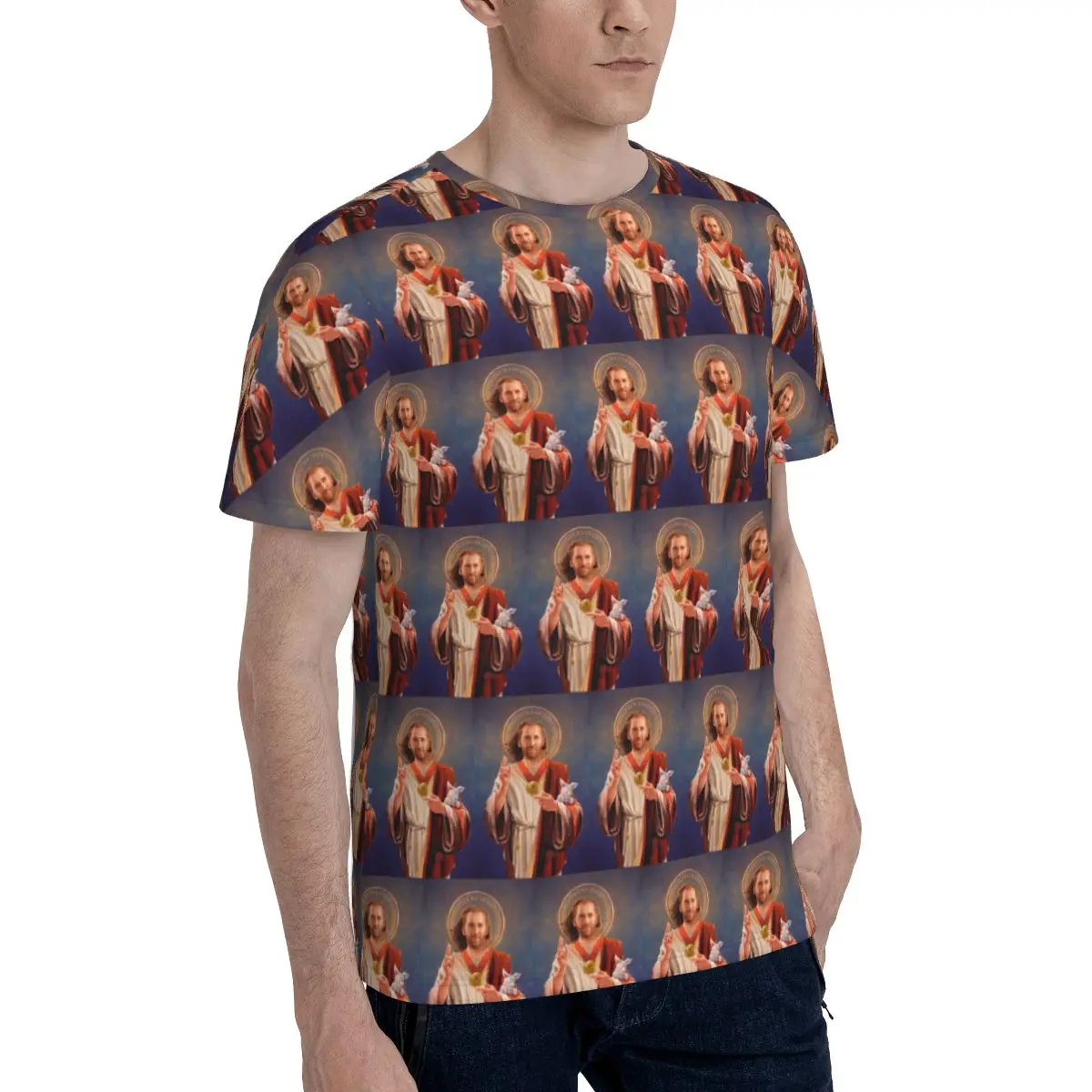 Nicolas Cage, Saint Nicolas Of Cage T-Shirt for Men Cotton T Shirts Men's Tees Short O-Neck Summer Clothes Tops