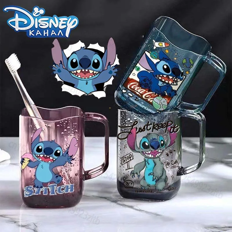 

Stitch Lilo and Stitch Animation Peripheral Cartoon Printed Transparent Resin Mouthwash and Toothbrush Cup Anti-fall Water Cup