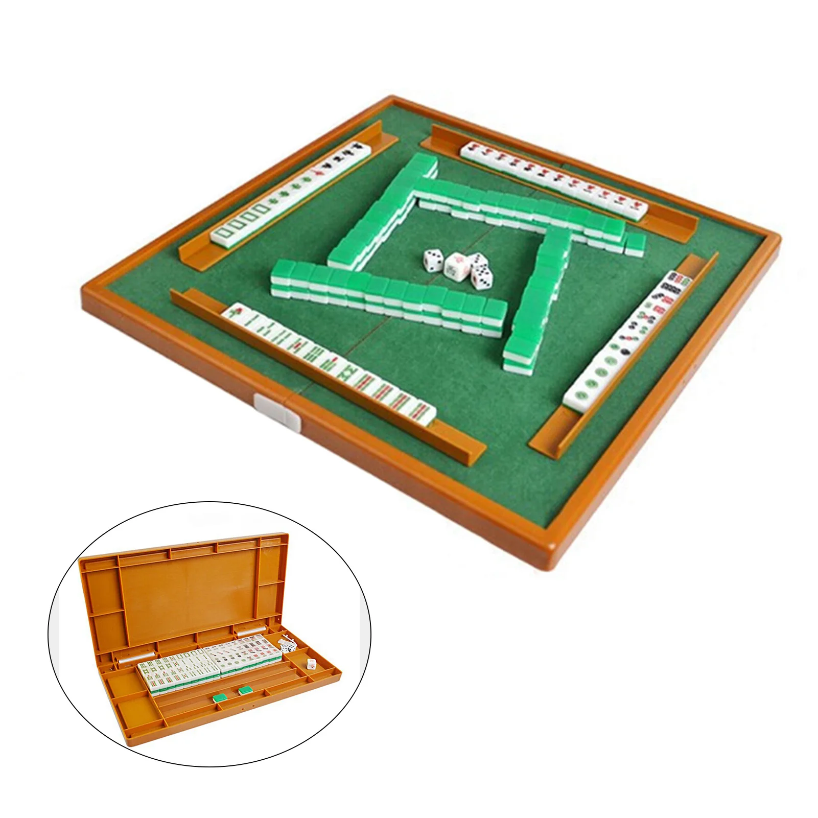 Mini Mahjong Set with Folding Mahjong Table Portable Mah Jong Game Set for Travel Family Leisure Time Indoor Entertainment