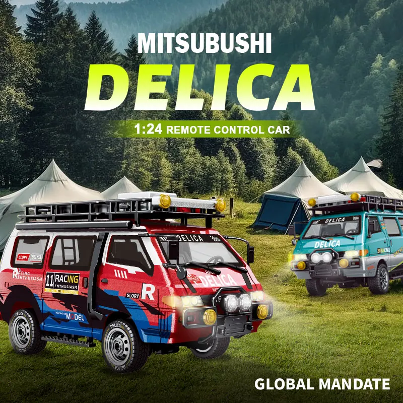 

1:24 2WD/4WD Delica RC автомобиль Mitsubishi Delica Off Road MPV литой под давлением сплав металла с управляемыми фарами переключения передач коллекционные предметы