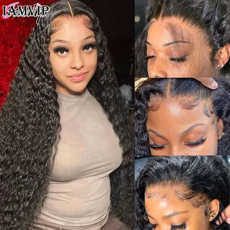 13x4 Deep Wave Lace Front Human Hair 180% Density Deep Wave Frontal Wigs Human Hair Hd Lace 26 Inch Curly Wigs For Black