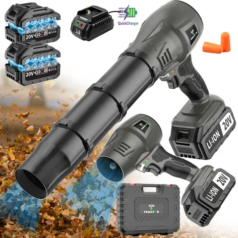 550W Brushless Electric Turbine Blade Blower Handheld Leaf Dust Blowing Tool Blower 20V Battery Dust Blowing Tool with Battery