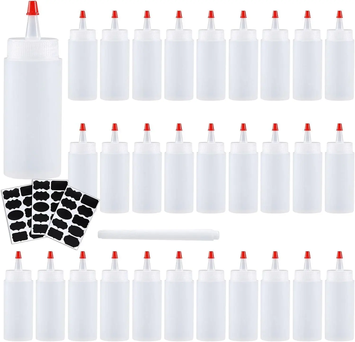 

Squeeze Bottle,30Pcs 4 Oz Premium Food Grade Plastic Bottles with Squeeze Top Caps Include 2 Labels and 1 Pen for Icing Cookie