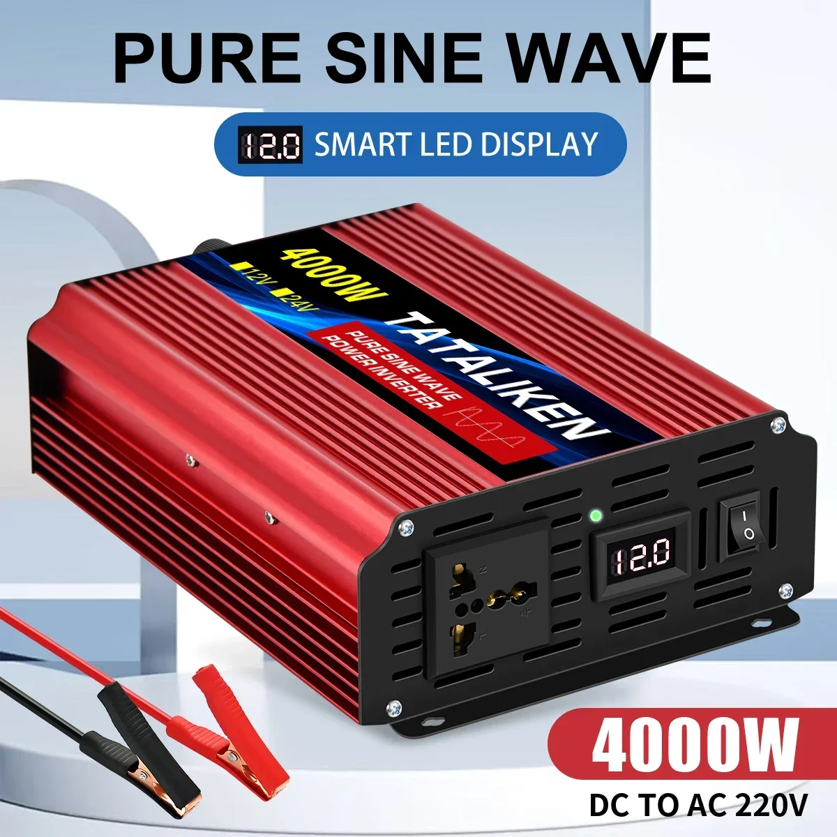 12V to 220V 1600W 2500W 3500W 4500W DC to AC voltage converter 12 220 mini-car power supply pure sine wave inverter