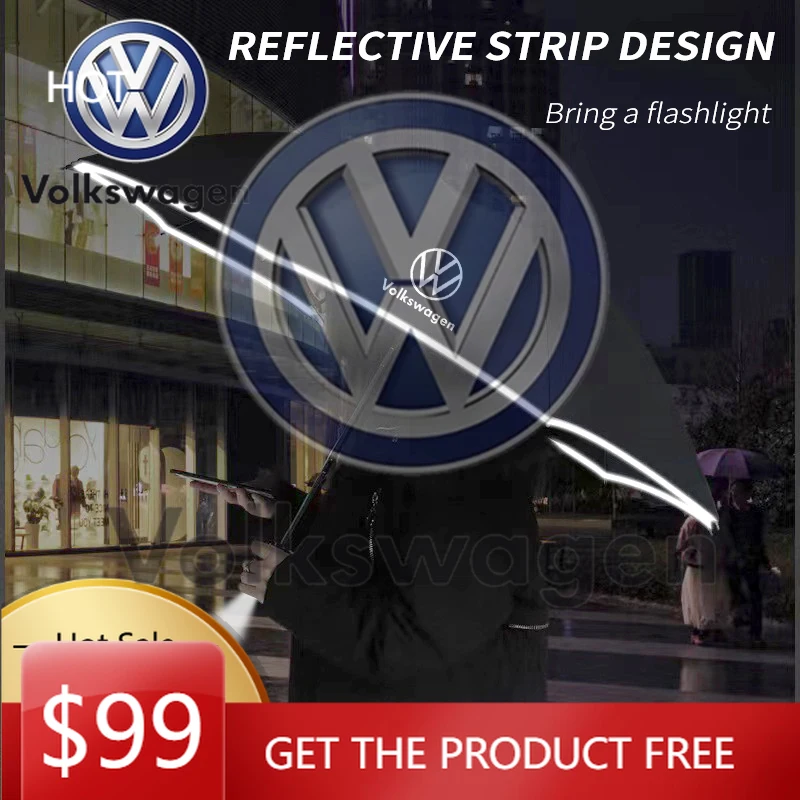 

Автоматический складной ветрозащитный солнцезащитный зонт со светодиодной подсветкой для автомобилей Volkswagen VW: Tiguan, Golf, Passat, Arteon, T-ROC, ID.