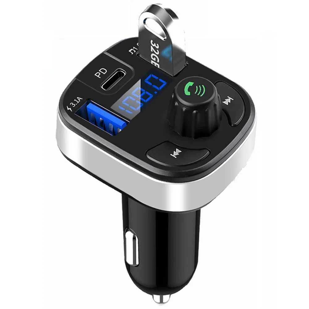 Car Bluetooth 5.0 FM Transmitter MP3 Modulator Player TF Card Handsfree Audio Receiver Dual USB Fast Charger Car FM Modulator