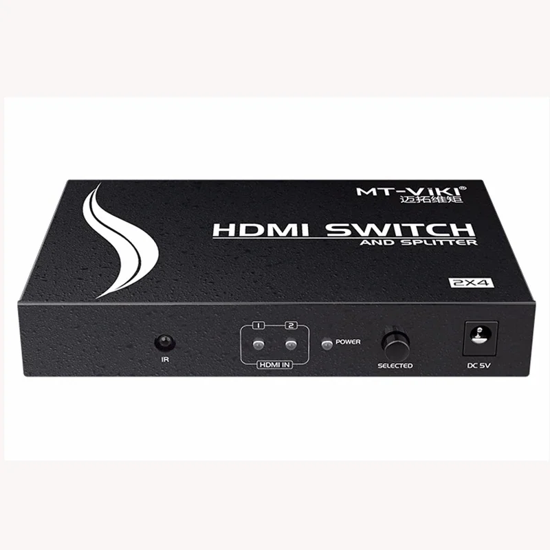 HDMI-Switch und Splitter 2 In 4 Out, MT-ViKI Desktop-Switch-Splitter für 2 Computer 4 Monitor, HDMI-Switch-Splitter 2x4