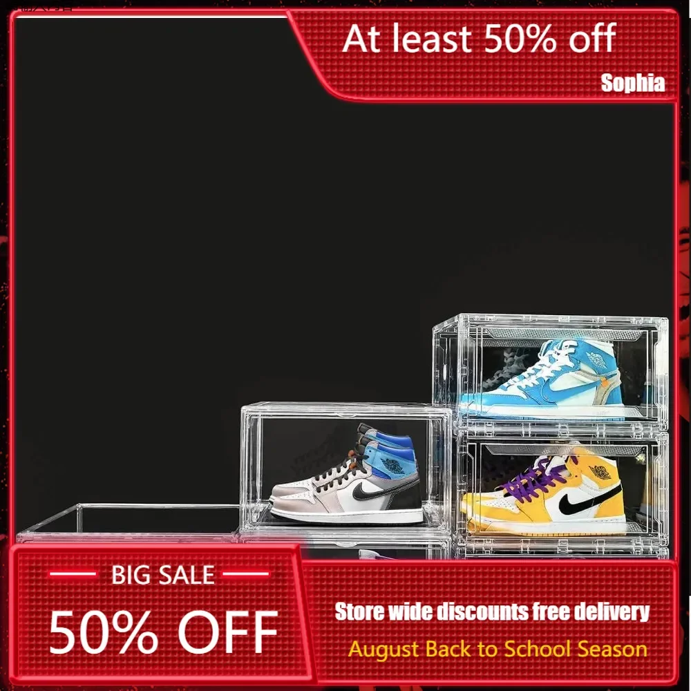 

Shoe Boxes Clear Plastic Stackable 10 Pack Sneaker Storage Boxes with Magnetic Door, Acrylic Boxes for Display, Storage Bag Box