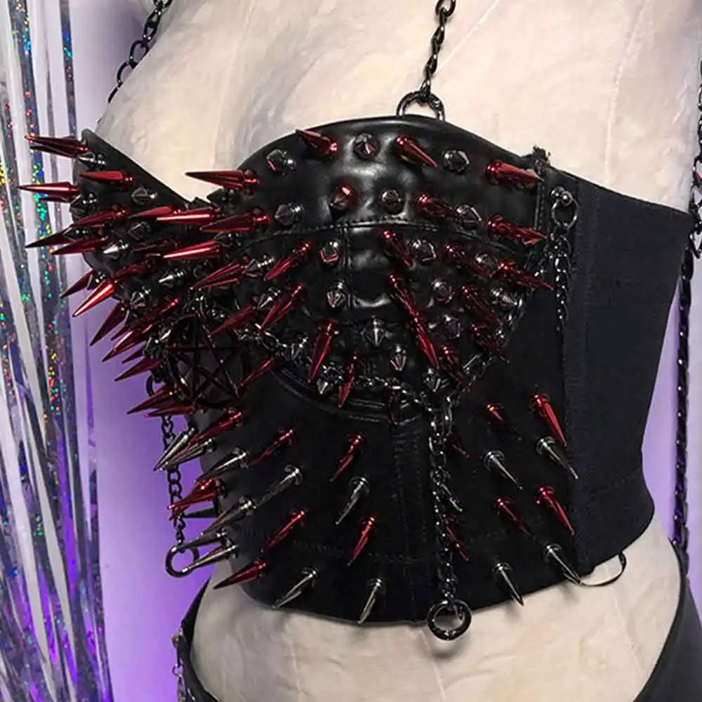 Goth Gothic Skirts Hand Made Eco E-Girls 2025 Emo Kawaii Grunge Harajuku Y2K TOPS 90s Fairy Punk Rock Spike Studded Rivet