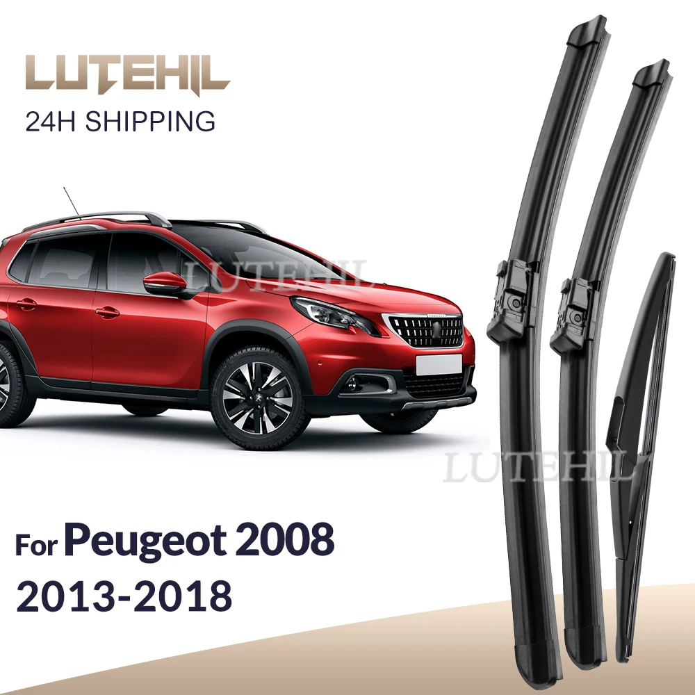 

For Peugeot 2008 A94 2013-2018 2014 2015 2016 Wiper Front & Rear Wiper Blades Windshield Windscreen Window Brushes 26"+16"+12"