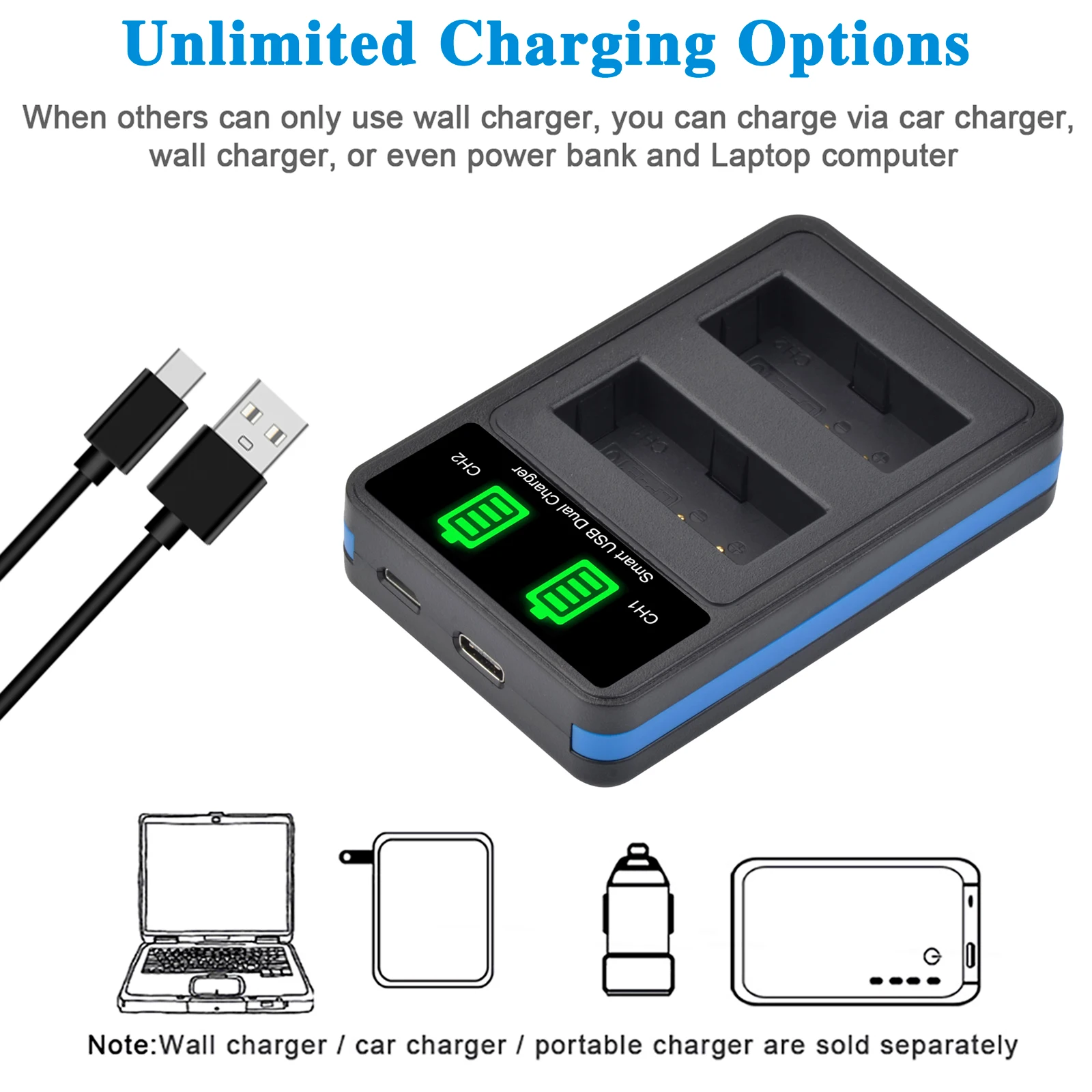 LP-E10 LPE10 Battery+LED Charger with Type C Port For Canon EOS Rebel T3 T5 T6 X50 X70 1100D 1300D 1200D 2000D 3000D Camera