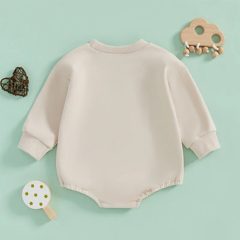 Infant Baby Girls Boys Sweatshirts Rompers Letter Peanut Embroidery Long Sleeve  Bodysuits Jumpsuits Newborn Clothes