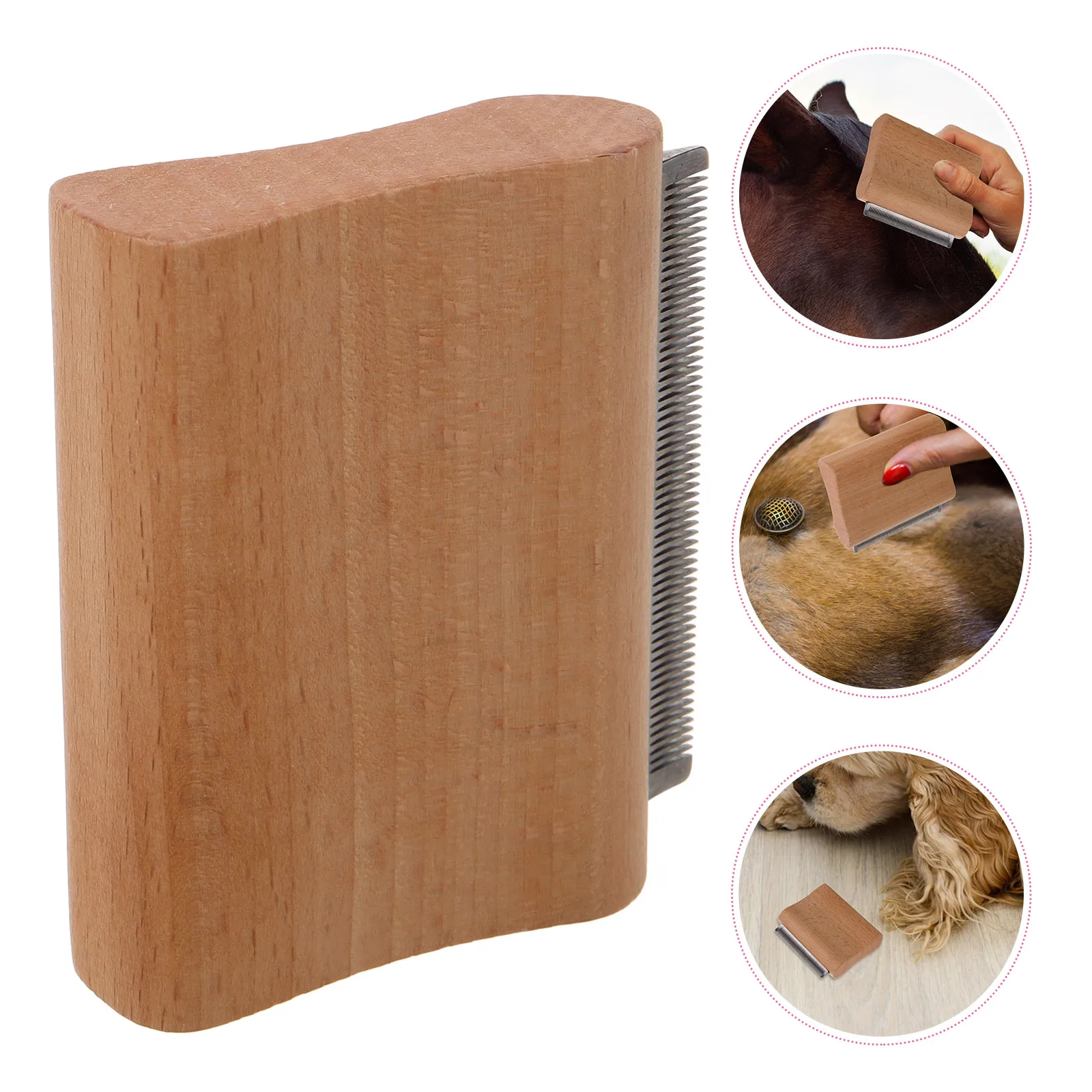 

Расческа для удаления шерсти домашних животных 7, 5 см, деревянная щетка для лошадей из нержавеющей стали, инструмент для ухода за коньками, скребок для чистки, расческа для ухода за линянием лошадей
