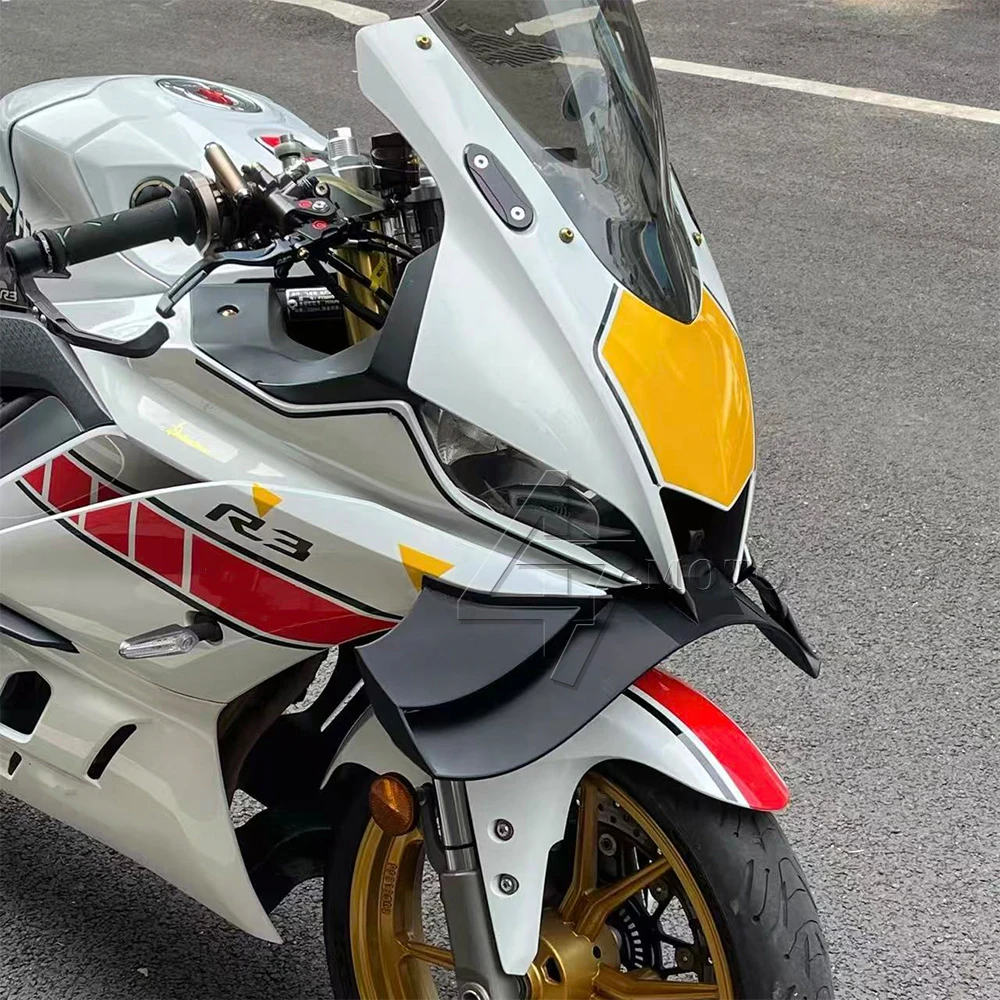 야마하 R3 2021 2022 2023 2024 2025 오토바이 액세서리 블랙 네이키드 프론트 다운포스 스포일러 에어로다이나믹 윙 키트 스포일러