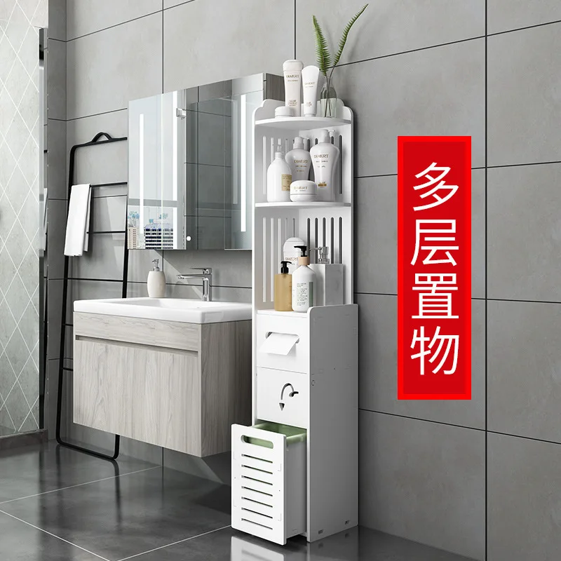 Home Floor Type Corner High-capacity Bathroom Cabinets Toilet Crevice Storage Racks   Shower Room Multifunctional Side Cabinet