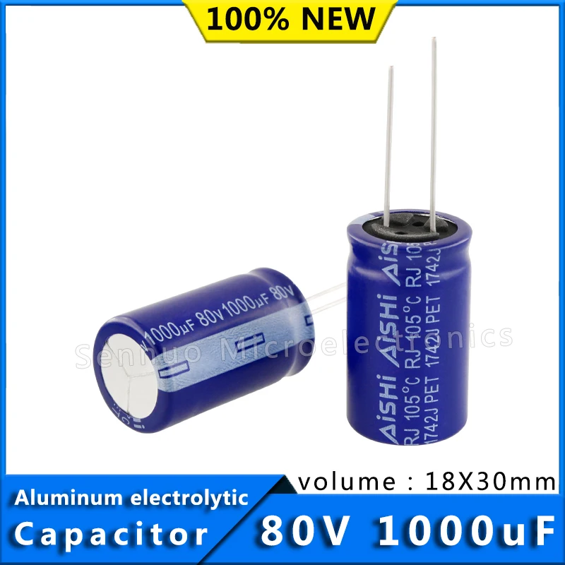 5Pcs Capacito 80V 1000UF 18*30 18x30 mm 1000uf80v 18X30 Aluminum Electrolytic Capacitor High Frequency Low Resistance