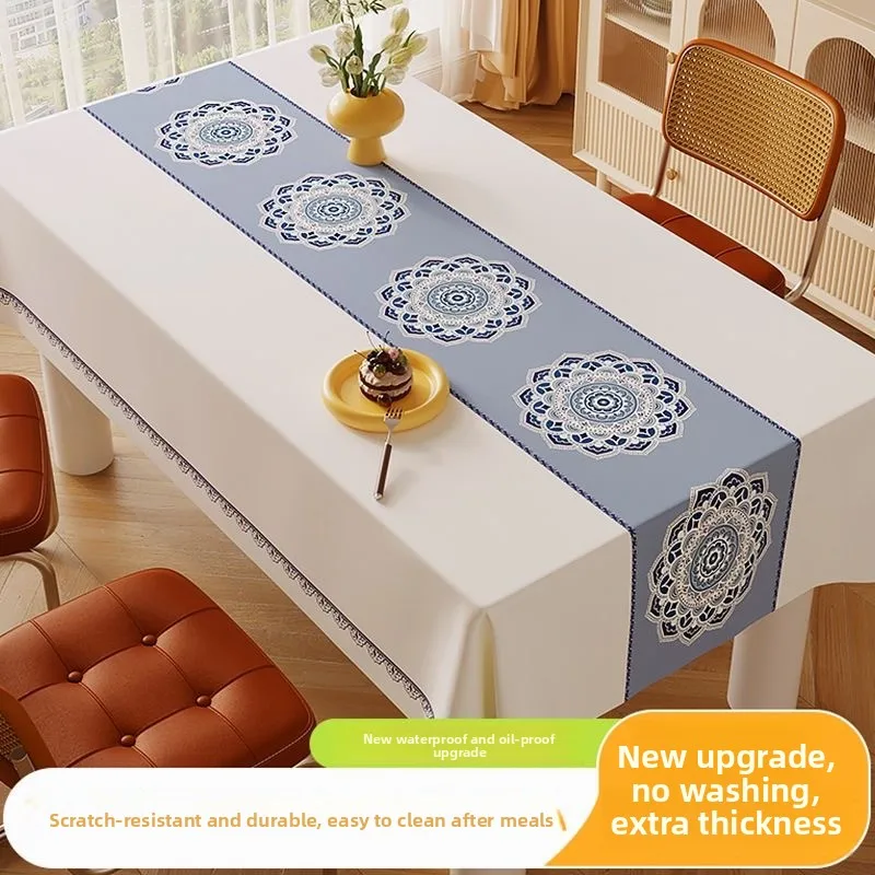 

Новая утолщенная скатерть из ПВХ для обеденного стола, водонепроницаемая, маслостойкая, прямоугольная, для гостиной, для чайного столика, легко чистится, устойчива к загрязнениям