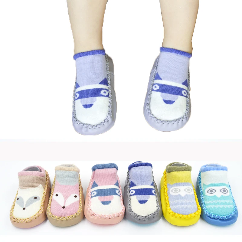 Toddler Indoor Sock Shoes Newborn Baby Socks Winter Thick Terry Cotton Baby Girl Sock with Rubber Soles Infant Animal 0-4 Years