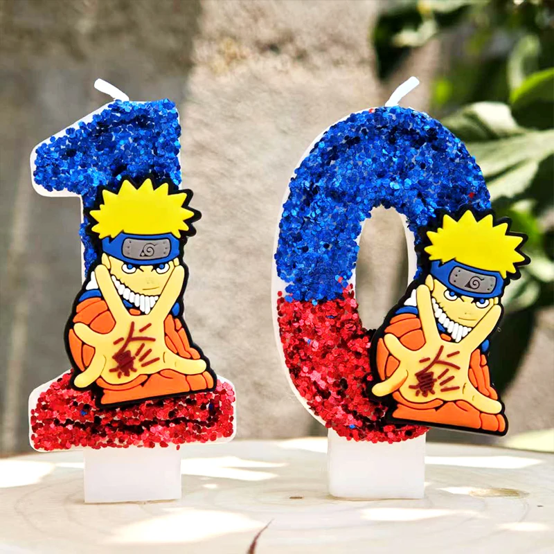 Bougies Naruto thème Anime pour garçons, décoration de gâteau de fête d'anniversaire, bougies numériques 3D, cadeau de fête prénatale pour enfants