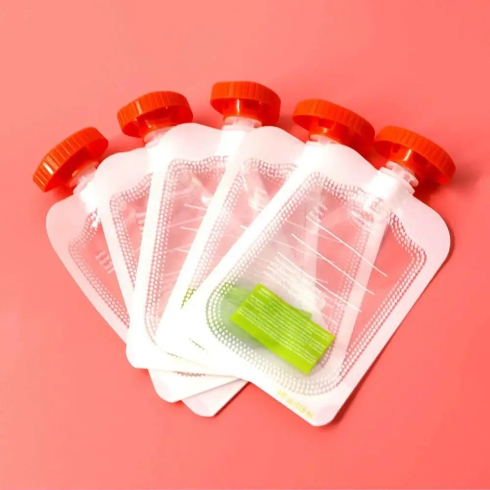 Food Squeeze Bag 10Pcs Baby Food Storage Pouch Bag Reusable Kitchen Dispenser Manual Baby Fruit Complementary