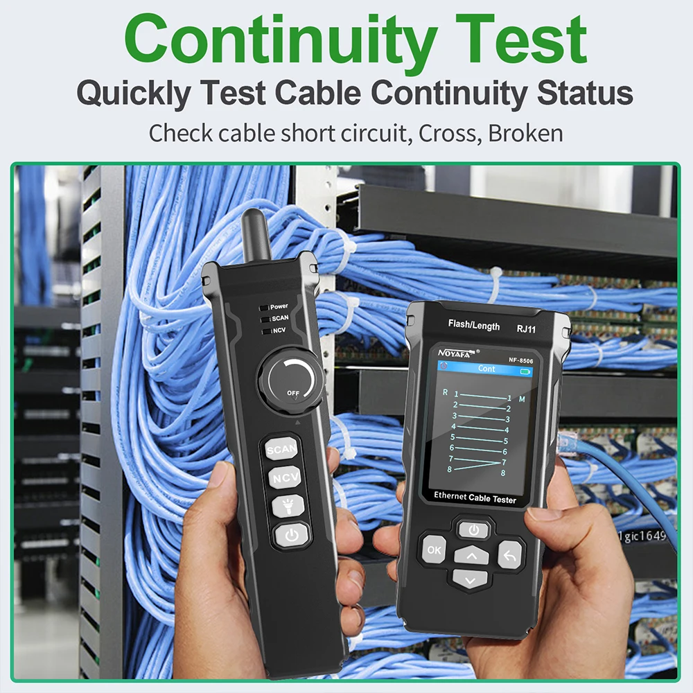 Noyafa NF 8506 Cable Tester POE Ping Lan Test  IP Scan Wire Length Continuity Test RJ45 RJ11 Cable Tracker Network Tools