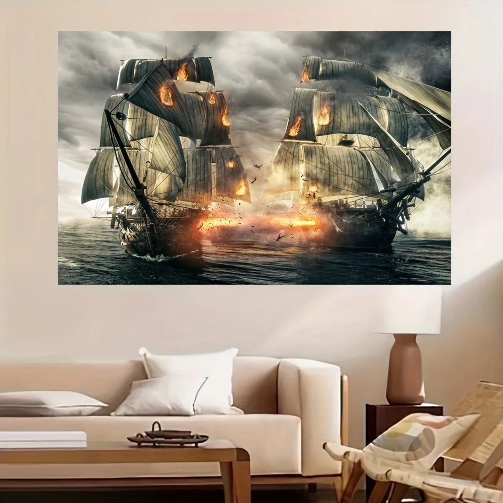 1pc Canvas Painting Frameless Modern Epic Sea Battle Canvas Painting Art for Living Room Modern Canvas Poster for Bedro