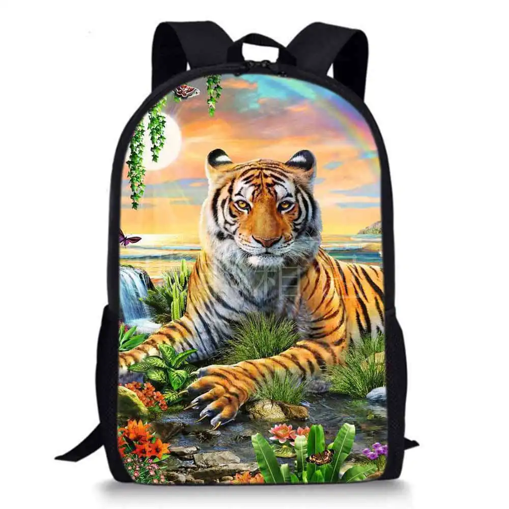 Sac d'école à motif de tigre pour enfants, sacs pour enfants, animal, garçon, fille, SR