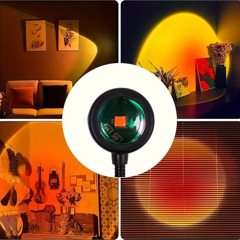 Sunset Projector LED Lamp | Art Deco Style Metal and Crystal USB Powered Energy Efficient Bedroom Decoration