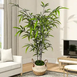 100-200CM Artificial Green Bamboo Leave Fake Branches Faux Plant Greenery Leaves for Wedding Home Hotel Office Party Decoration