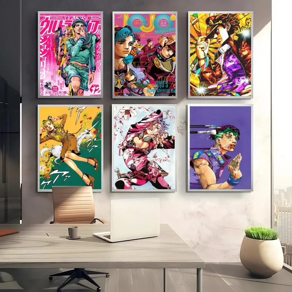 جوجوس غريب مغامرة ريترو أنيمي اللوحة الخط قماش المشارك: تجعد الحرة مقاوم للماء دائم جميع الفضاء جدار ديكور #2