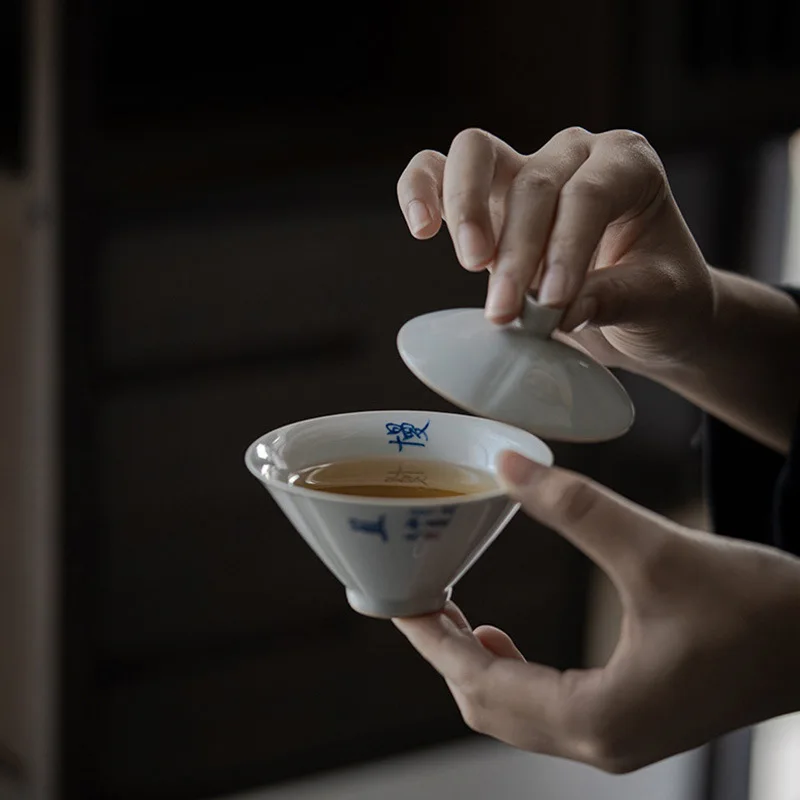 Clearance Sale Yue Kiln Celadon Antique Ceramic Kung Fu Set Household Gaiwan Cup Teapot Holder Tea Canister Single C
