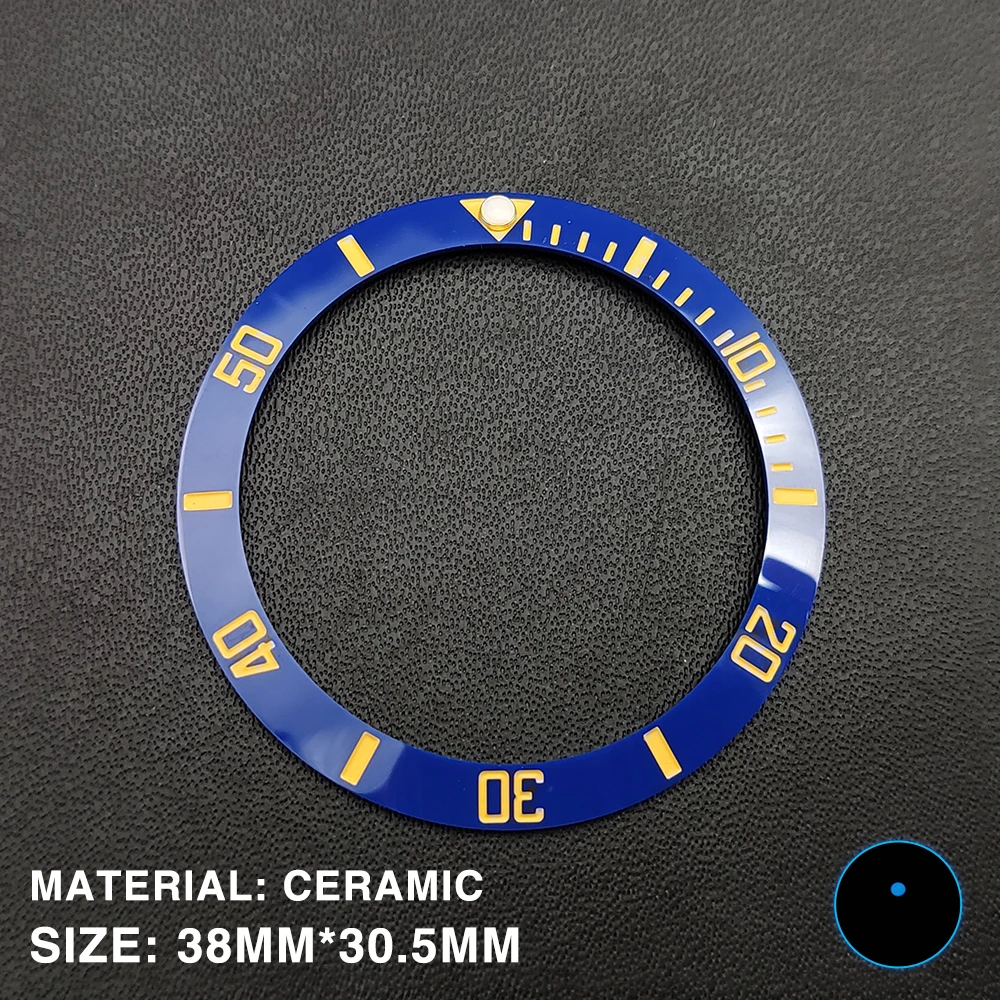 Relógio modificação loja 38mm moldura de alta qualidade sub cerâmica azul preto bezel azul contas luminosas para 40mm relógio masculino 30.5mm