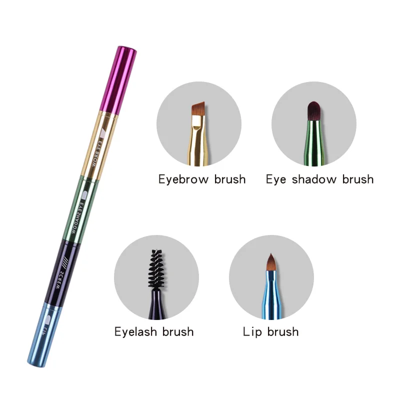 MyDestiny Portable Four Heads Multi-Function Makeup Brush Eyebrow brush& Eye shadow brush& Eyelash brush& Lip brush