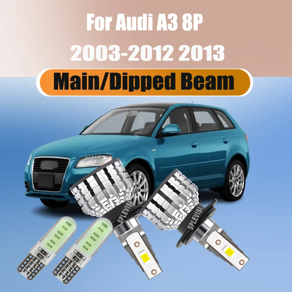 

LED Headlight Bulbs- top grade LED chip 350% brighter than the halogen bulbs For Audi A3 8P 2003 2004 2005 2006 2007 2008-2013