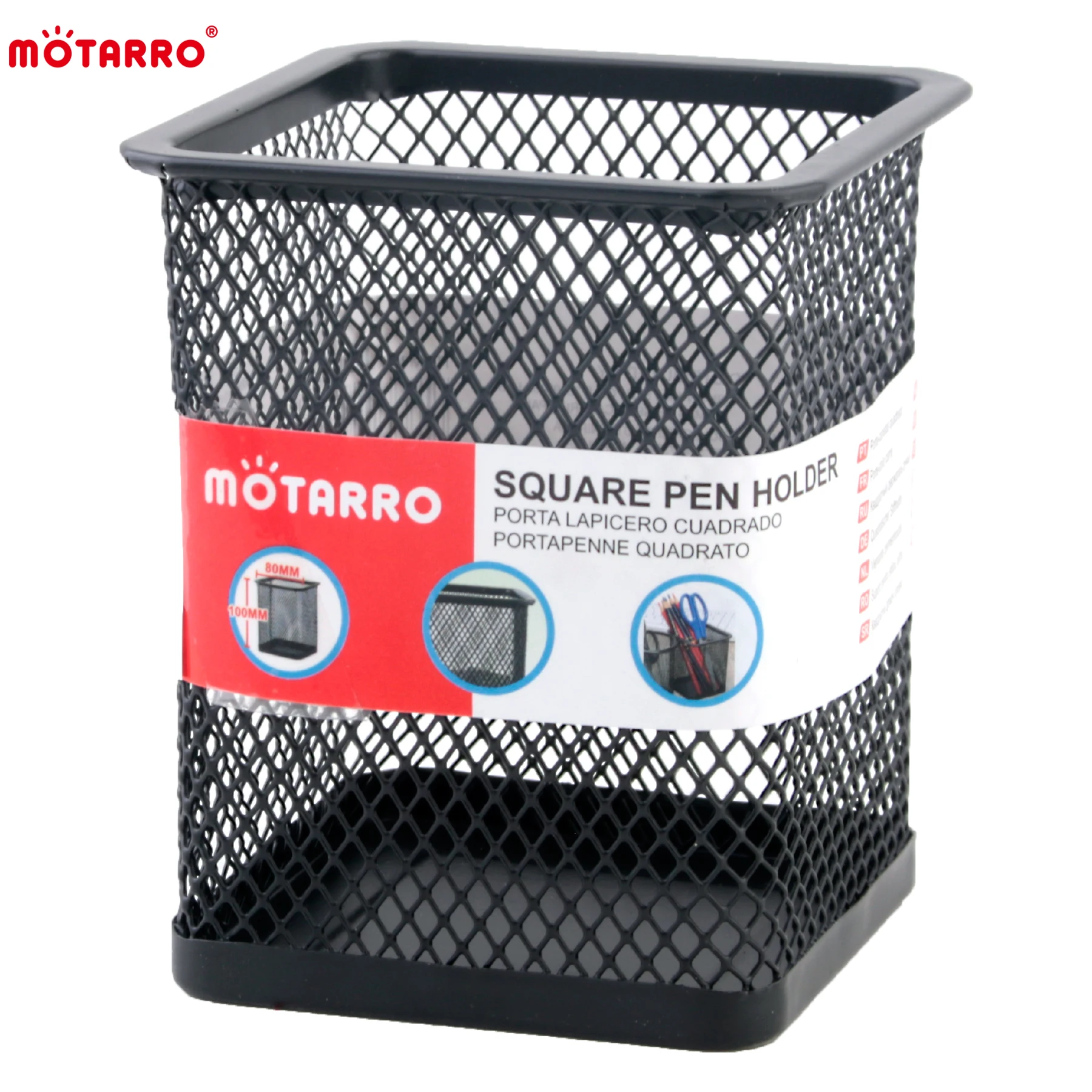 MOTARRO 1Pcs Pencil Holder Office Desk Metal Mesh Square Round Pen Pot Cup Case Container Organiser Durable Pencil Case